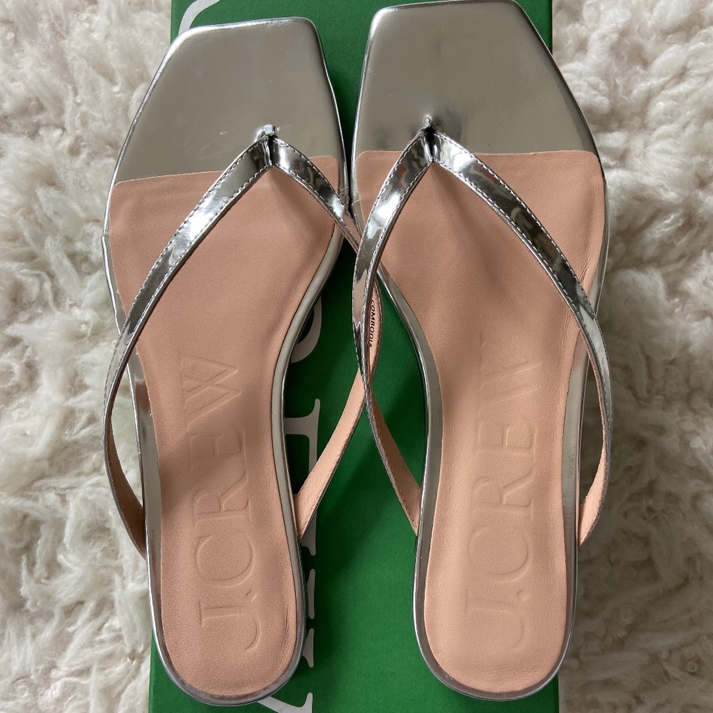 J. Crew Thong Sandals - Metallic Silver - size 8.5